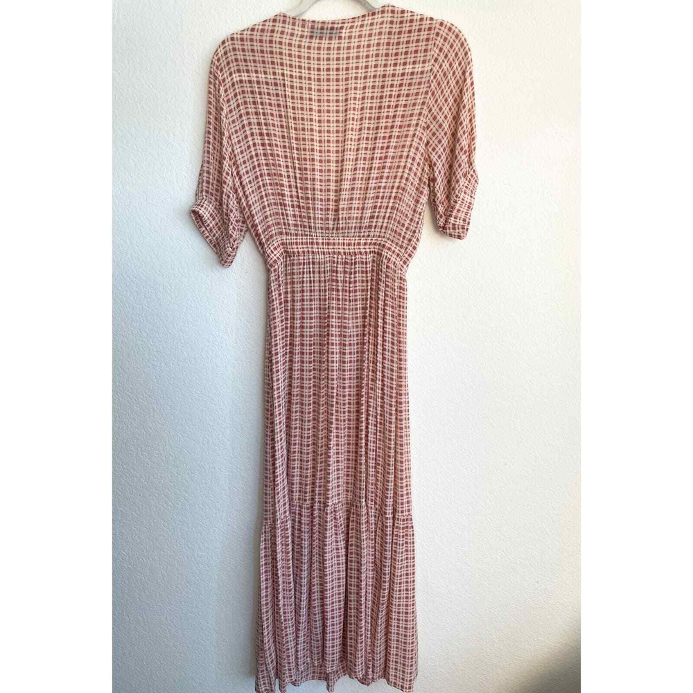 Faithful‎ the Brand Revolve Maple Pink Plaid Cut Out Midi Dress 2 - Picture 8 of 15